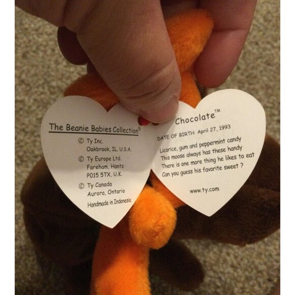 VINTAGE * TY Beanie Baby Plush - 1993 CHOCOLATE Moose - Picture 6 of 8